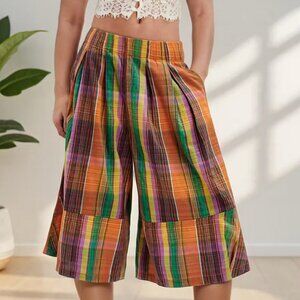 Colorful Plaid Palazzo Pants - 20W